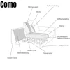 Bank Como met ronde chaise longue rechts - Grijs Puente 09 General