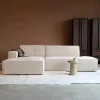 Bank Enzo Chaise longue links Stof beige taupe