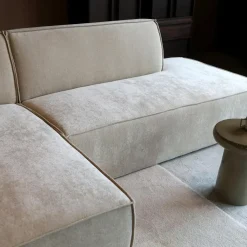Bank Enzo Chaise longue links Stof beige taupe