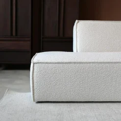 Bank Enzo Chaise longue rechts Bouclé wit