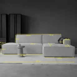 Bank Enzo Chaise longue rechts Bouclé wit