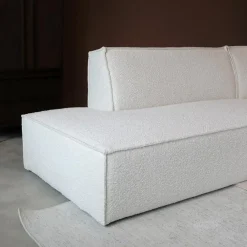 Bank Enzo Chaise longue rechts Bouclé wit