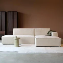 Bank Enzo Chaise longue rechts Stof beige taupe