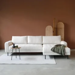 Bank Oreo Chaise longue rechts bouclé wit