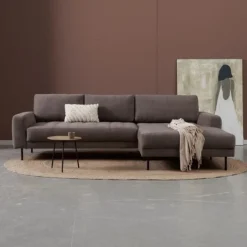 Bank Oreo Chaise longue rechts linnen bruin