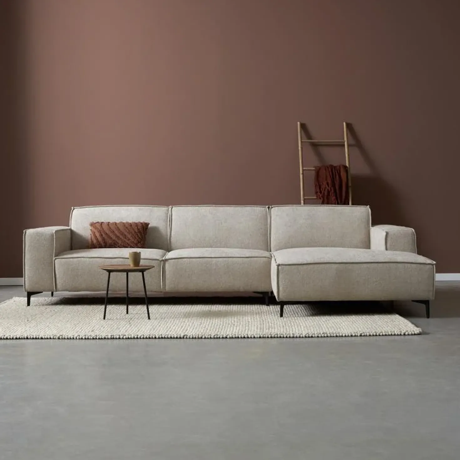 Bank River Chaise longue rechts – Taupe stof