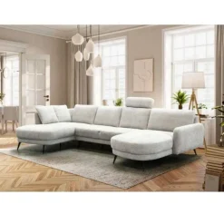 Bank Soof in U opstelling Longchair arm links+2-zits zonder arm+Divan arm rechts