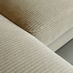 Bank Uno Chaise longue links ribstof beige