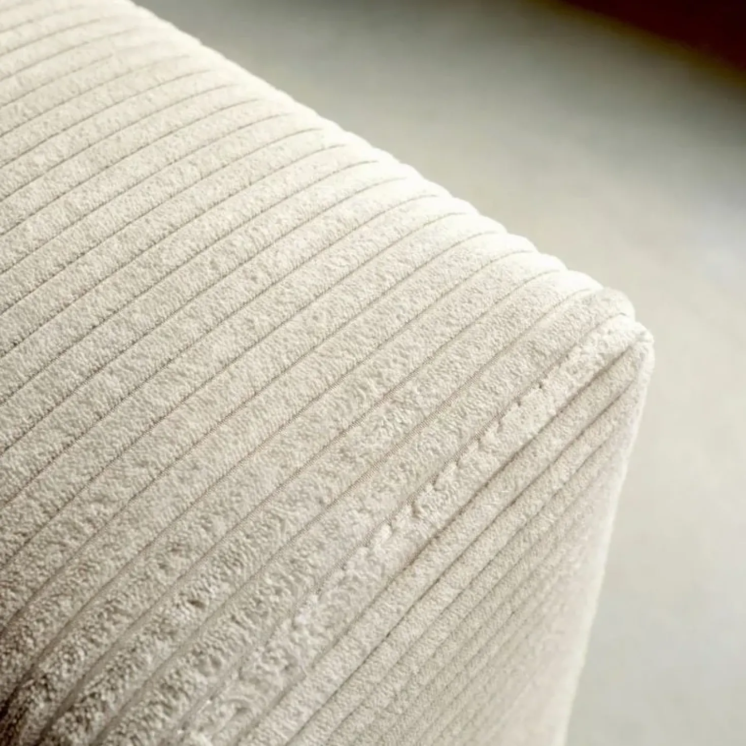Bank Uno Chaise longue links ribstof beige