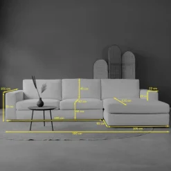 Bank Uno Chaise longue rechts ribstof beige