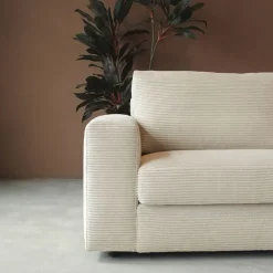 Bank Uno Chaise longue rechts ribstof beige