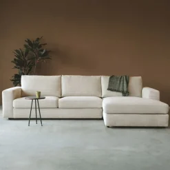 Bank Uno Chaise longue rechts ribstof beige