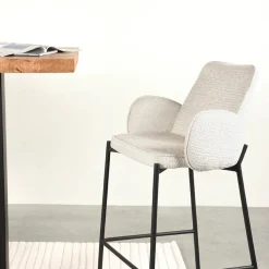 Barkruk Joni Beige Fluweel Zithoogte 78cm