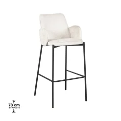 Barkruk Joni Beige Fluweel Zithoogte 78cm