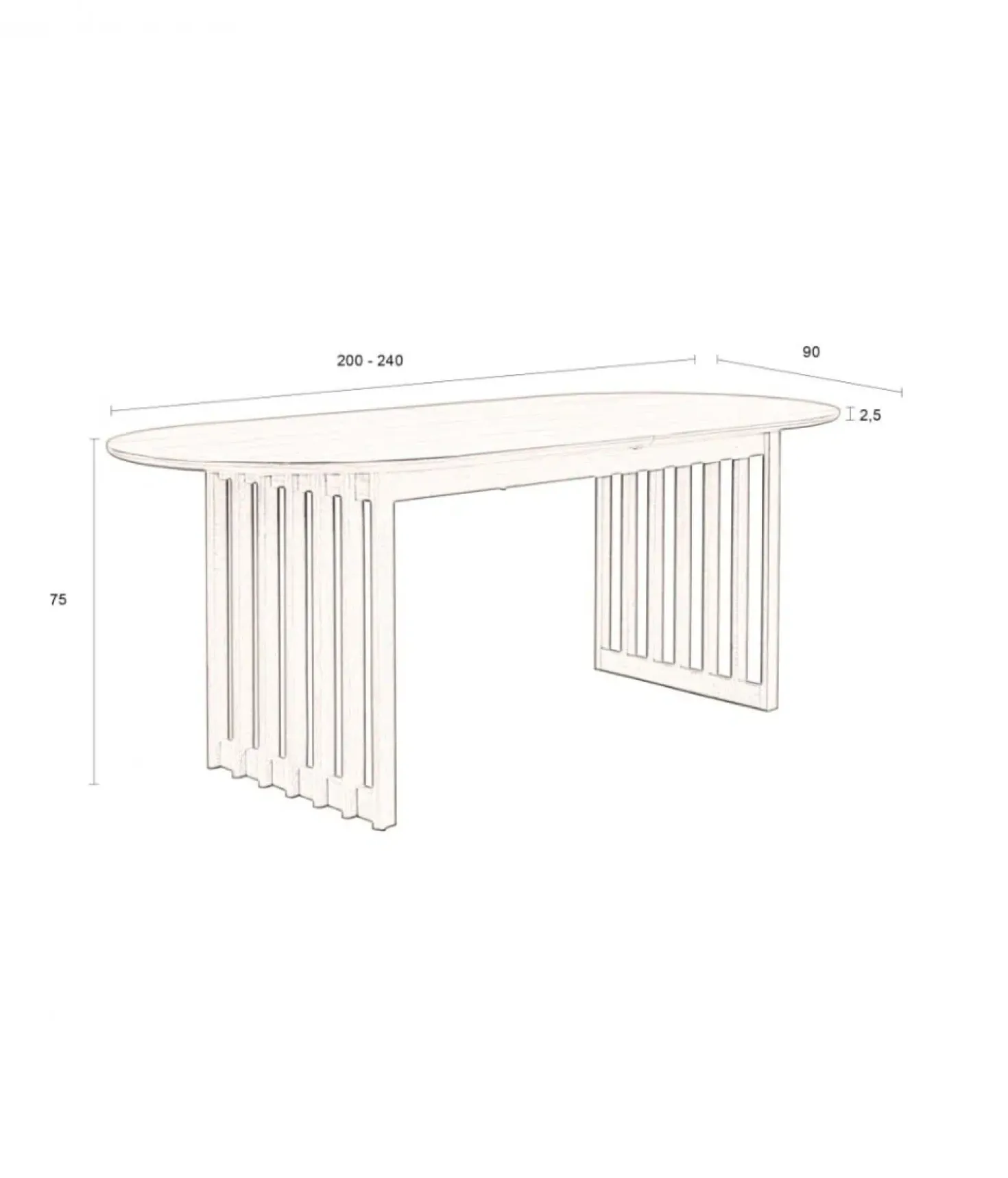 Barlet uitschuifbare Eettafel Eikenhout 200cm