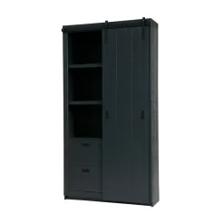 Barn Wandkast Bezaagd Mat Zwart 122cm