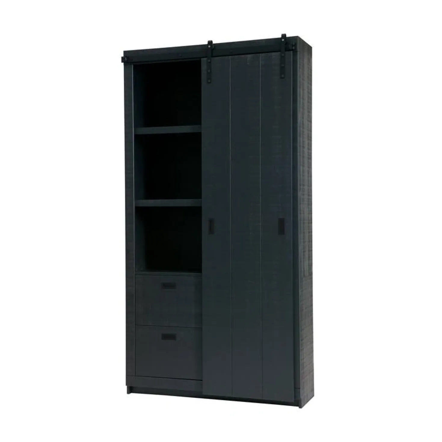 Barn Wandkast Bezaagd Mat Zwart 122cm
