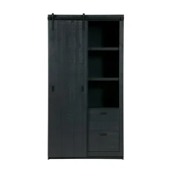 Barn Wandkast Bezaagd Mat Zwart 122cm