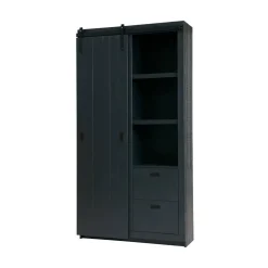 Barn Wandkast Bezaagd Mat Zwart 122cm