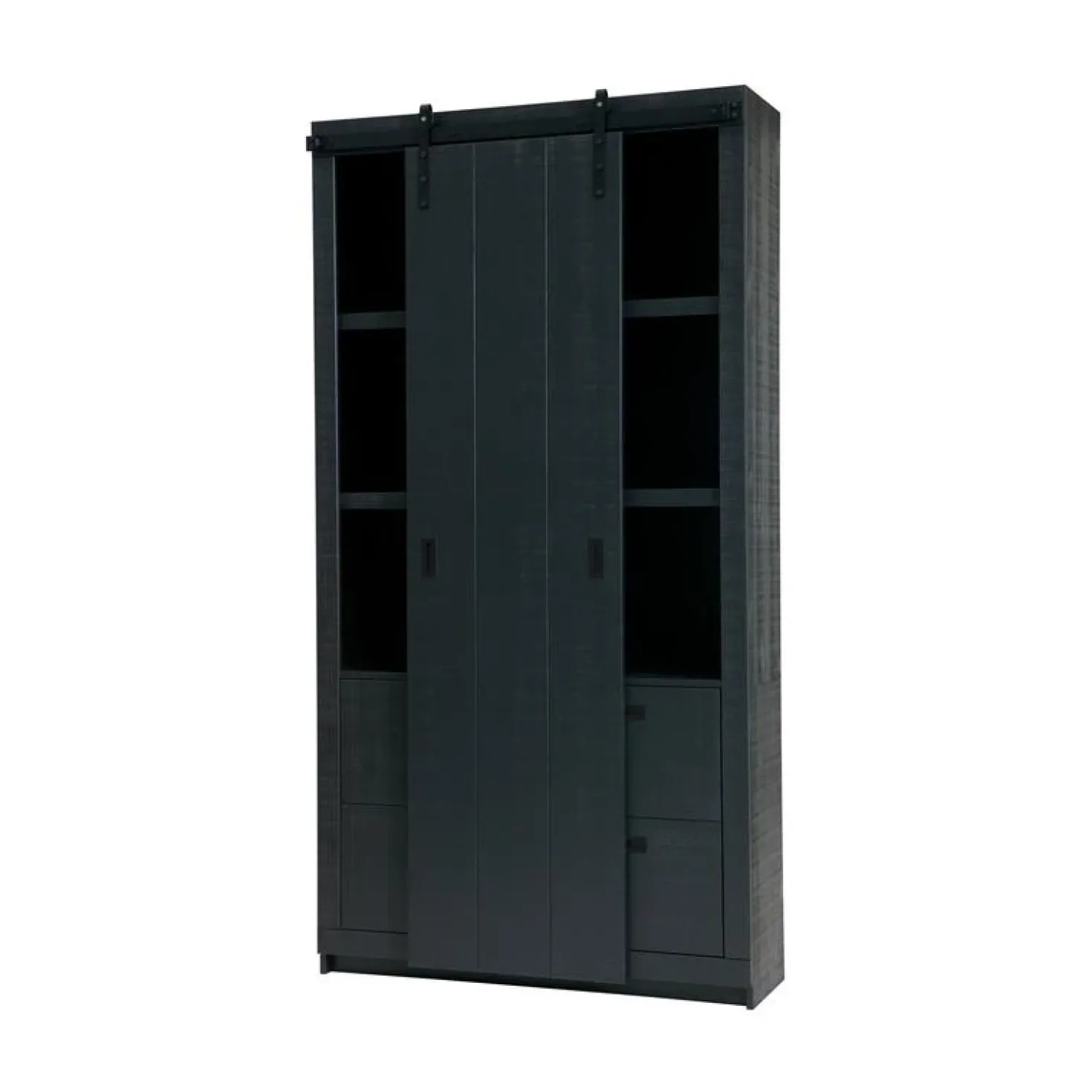 Barn Wandkast Bezaagd Mat Zwart 122cm