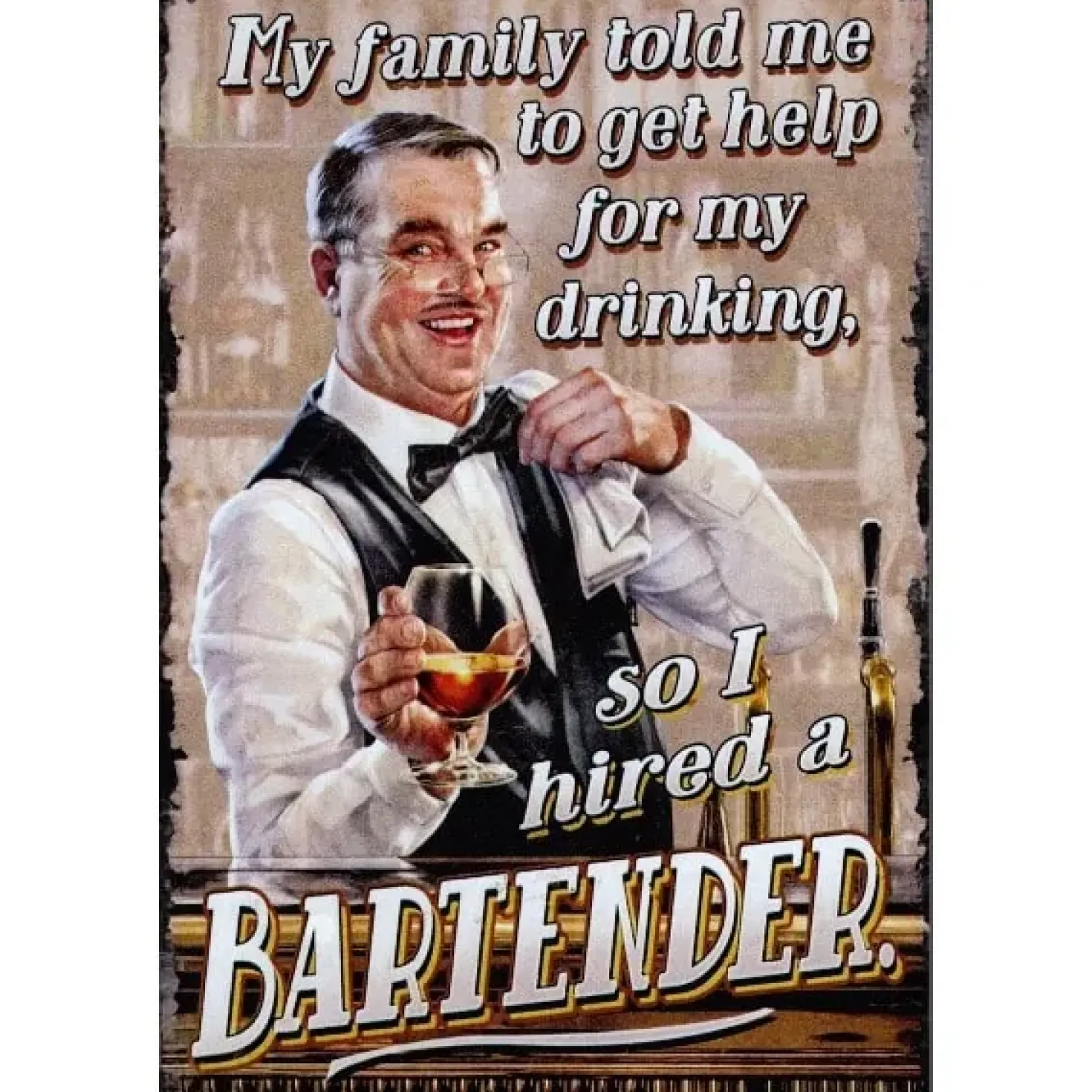 Bartender - metalen bord