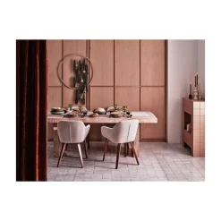 Base Eetkamerstoel velvet melange zand