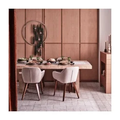 Base Eetkamerstoel velvet melange zand