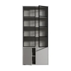Basic Vitrinekast 4-deurs grenen grijs 101cm