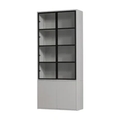 Basic Vitrinekast 4-deurs grenen grijs 101cm