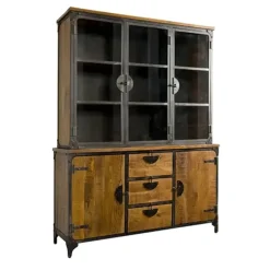 Basto Vitrinekast 5 drs 3 lades mango naturel matt 160cm