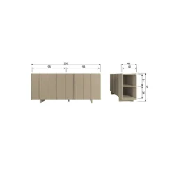 Basu Dressoir grenen mud 200 cm