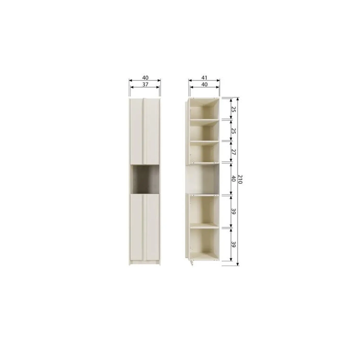 Basu Smalle kast grenen dust 40 cm