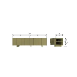 Basu Tv meubel grenen moss 200 cm
