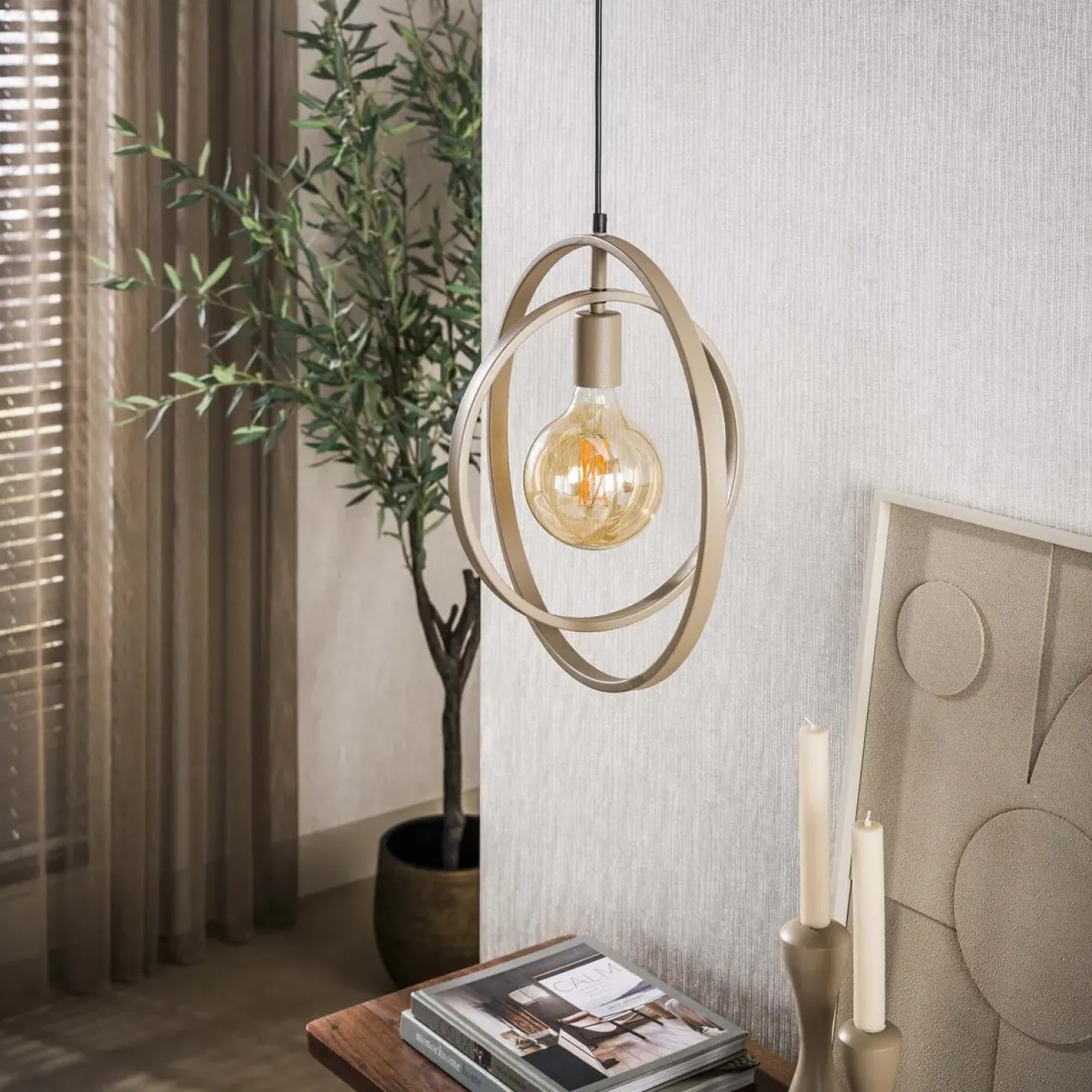 Bellamy 1-lichts Hanglamp Beige