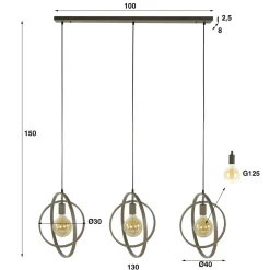 Bellamy 3-lichts Hanglamp Beige