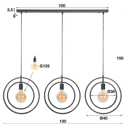 Bellamy 3-lichts hanglamp industrieel