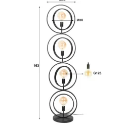 Bellamy 4-lichts Vloerlamp industrieel