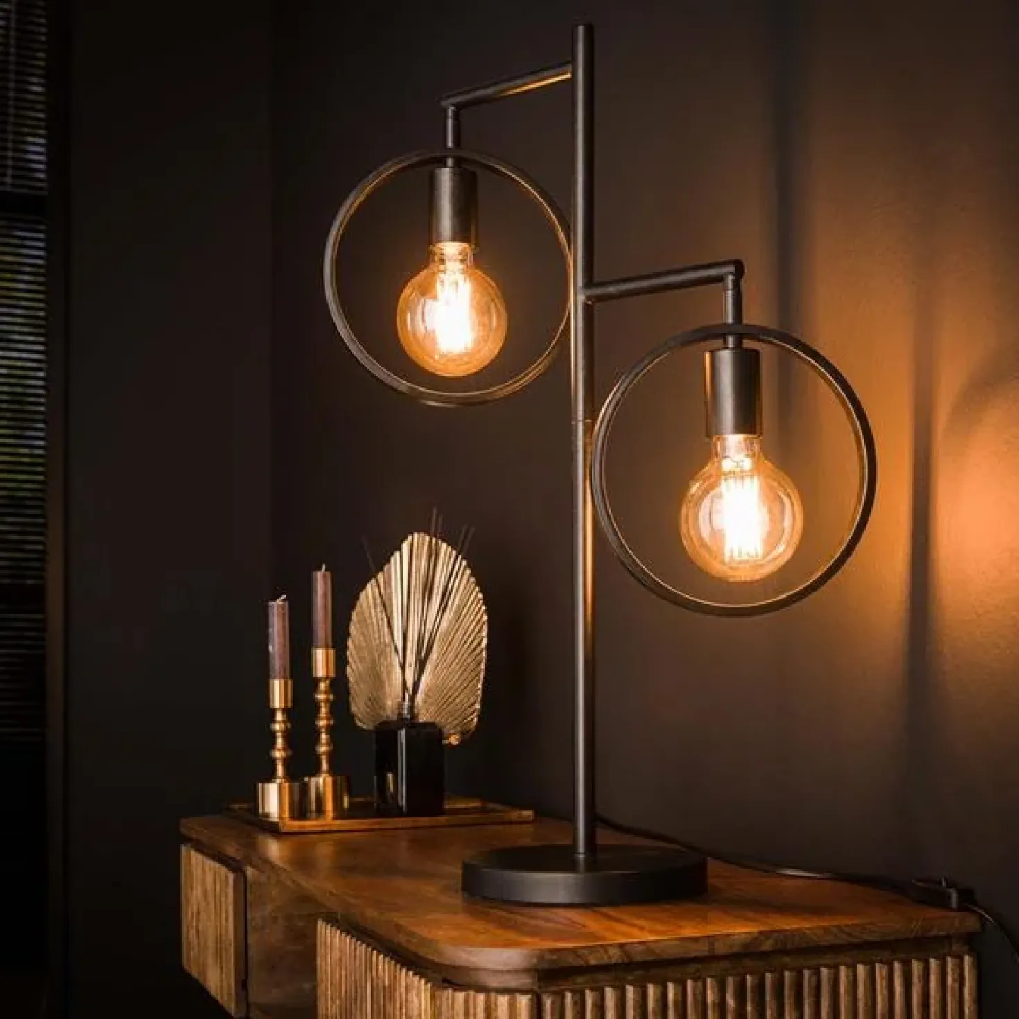 Bellivia Tafellamp 2-lichts Charcoal Zwart