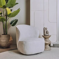 Belvi Fauteuil Crème draaibaar