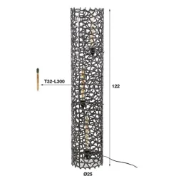 Blaine 3-lichts Vloerlamp Zwart nikkel XL