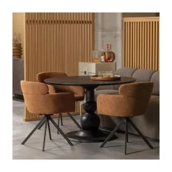 Blanco ronde Eettafel mangohout zwart 120cm