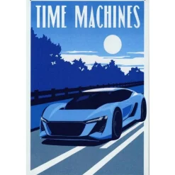 Blue Car Time Machines - metalen bord