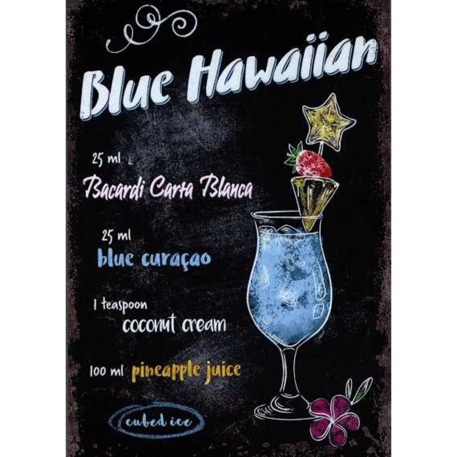 Blue Hawaiian - metalen bord
