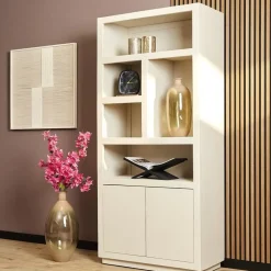 Boekenkast Dortmund mangohout zand 5 vakken 90cm