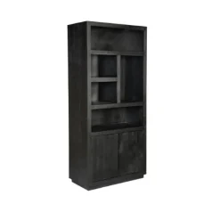 Boekenkast Dortmund mangohout zwart 5 vakken 90cm