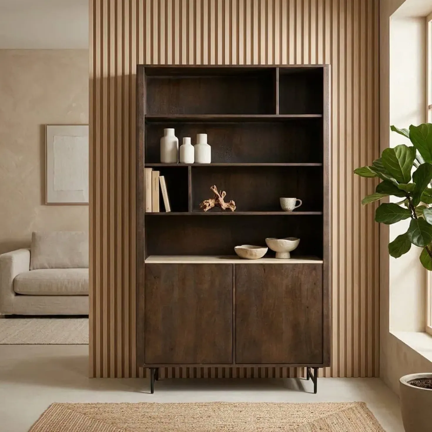 Boekenkast Lio mangohout groot 120cm