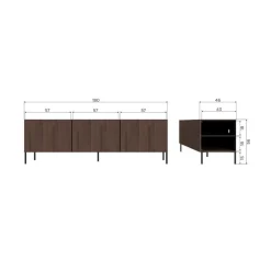 Bono Gravure Tv meubel essenhout bruin 180cm