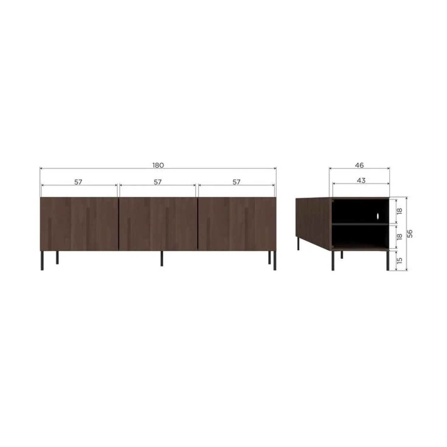Bono Gravure Tv meubel essenhout bruin 180cm