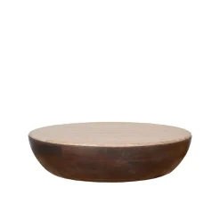 Bowl Salontafel rond Espresso Travertin 90 cm