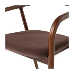 Bran Eetkamerstoel Velvet Bruin Beukenhout